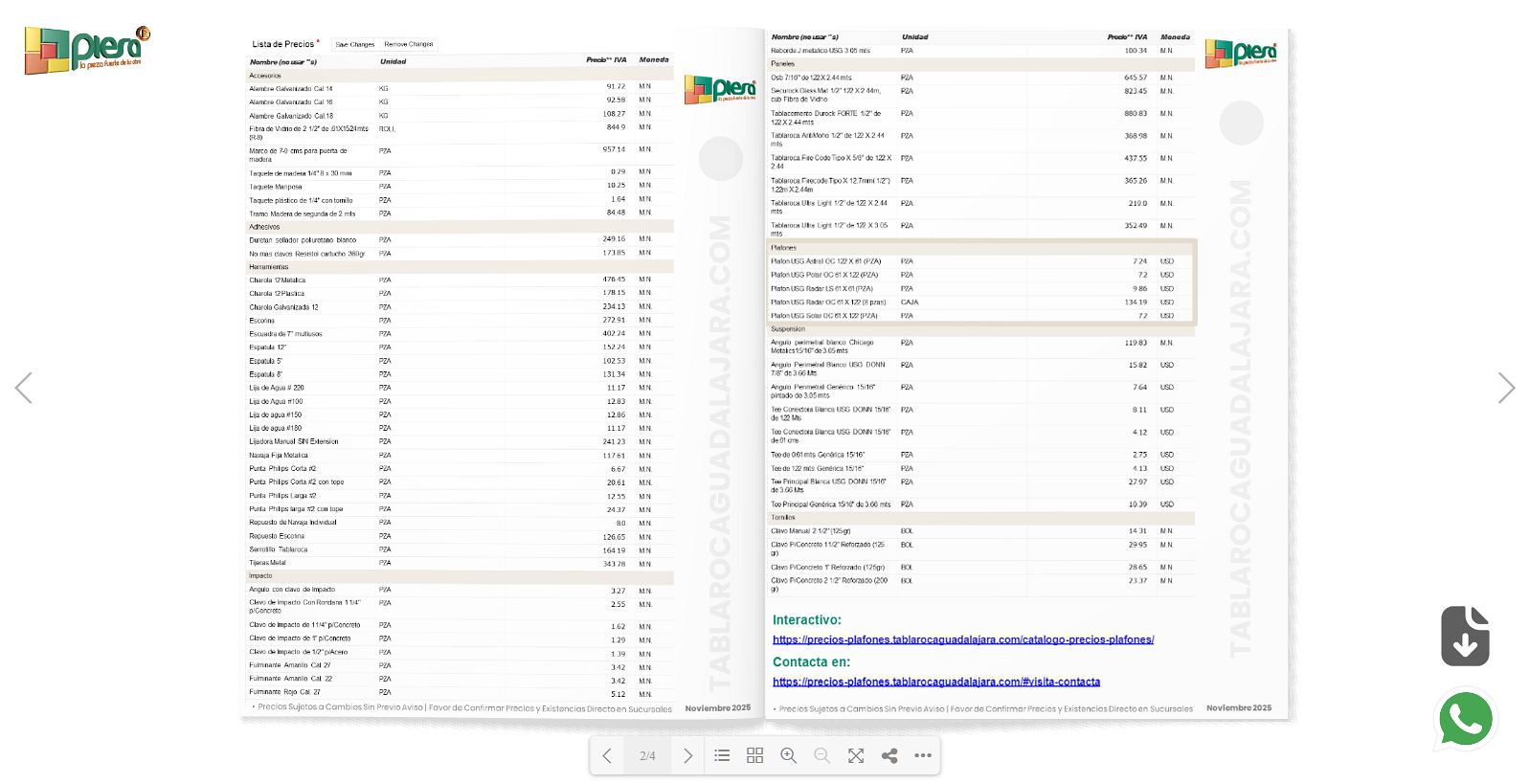 portada precios plafones interactivo