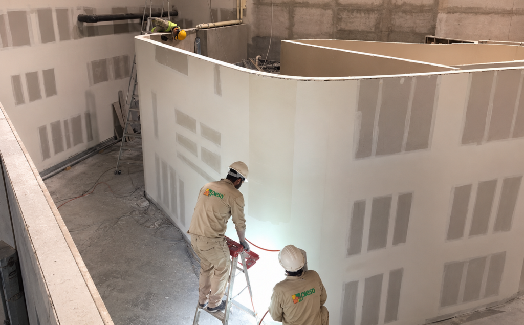 Construccion de muros curvos con tablaroca