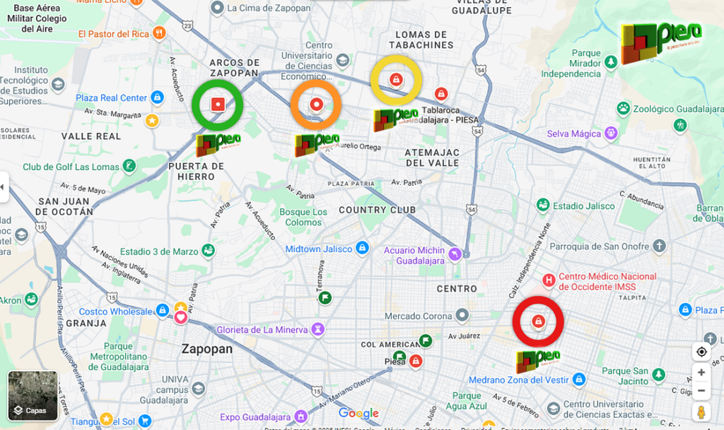 Mapa corregido piesa en todo guadalajara